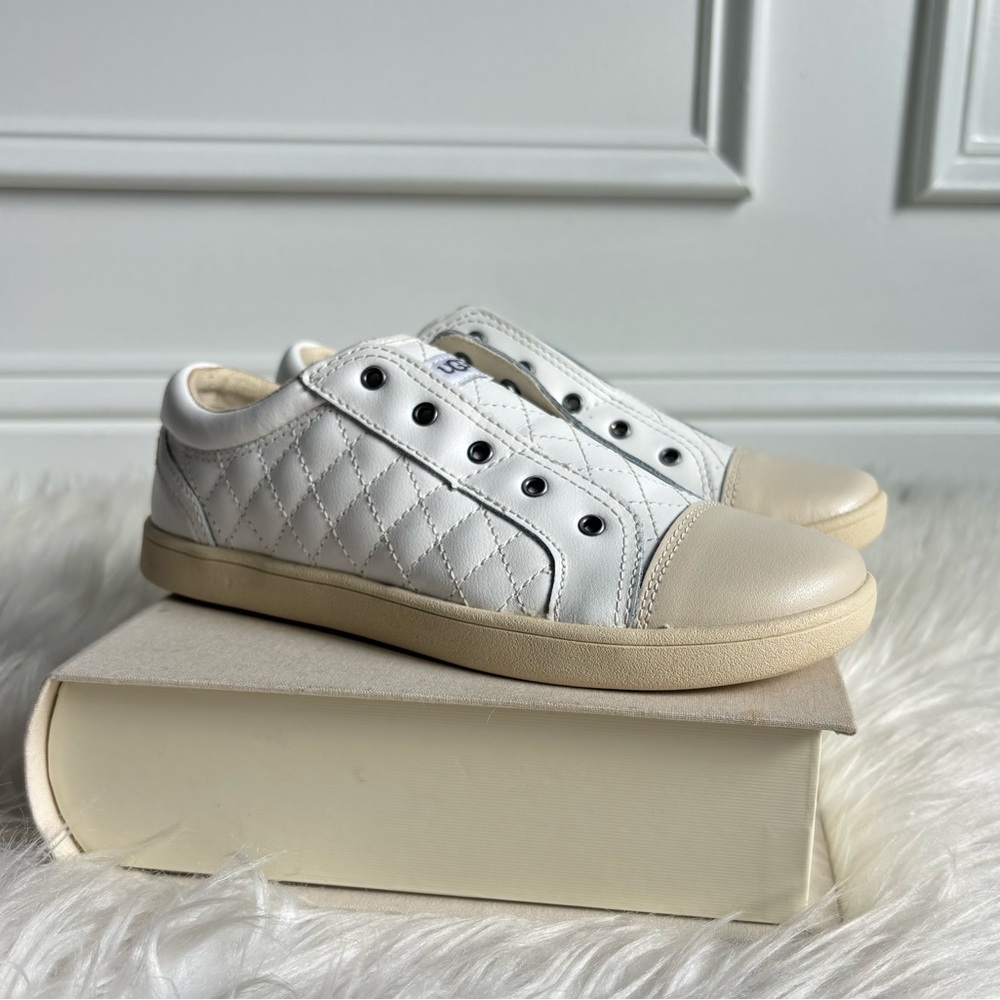 UGG Kids Leather Slip On Shoes - K Zinnia White (Sizes 1, 2, 5)
